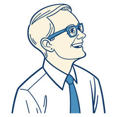 Smiling cartoon businessman with glasses in a suit icon vector illustration