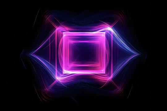 Radiant square pulsating with vibrant luminous energy on a dark