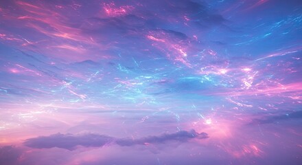 Ethereal Sky: Luminous Trails of Pink and Blue in Dreamlike Cloudscape