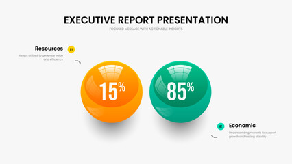 Professional Overview Frame Layout Vector Illustration. Service Insight Two Step Diagram Presentation Template. Minimalist Planning 2 Element Infographic Slide Design.