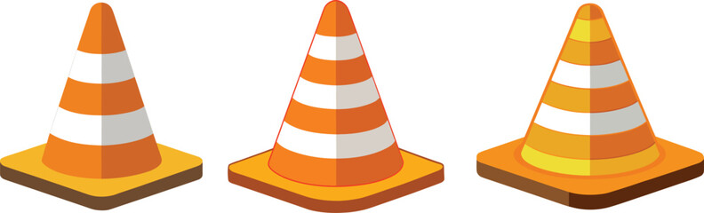 set of traffic cone vector and illustration