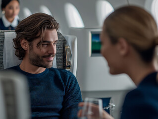 Man and woman in an airplane