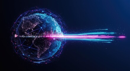 Abstract Business Technology A Digital Lifestyle, Cityscape, and Global Nature Background for Travel and People