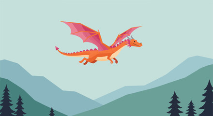 Dragon over mountains