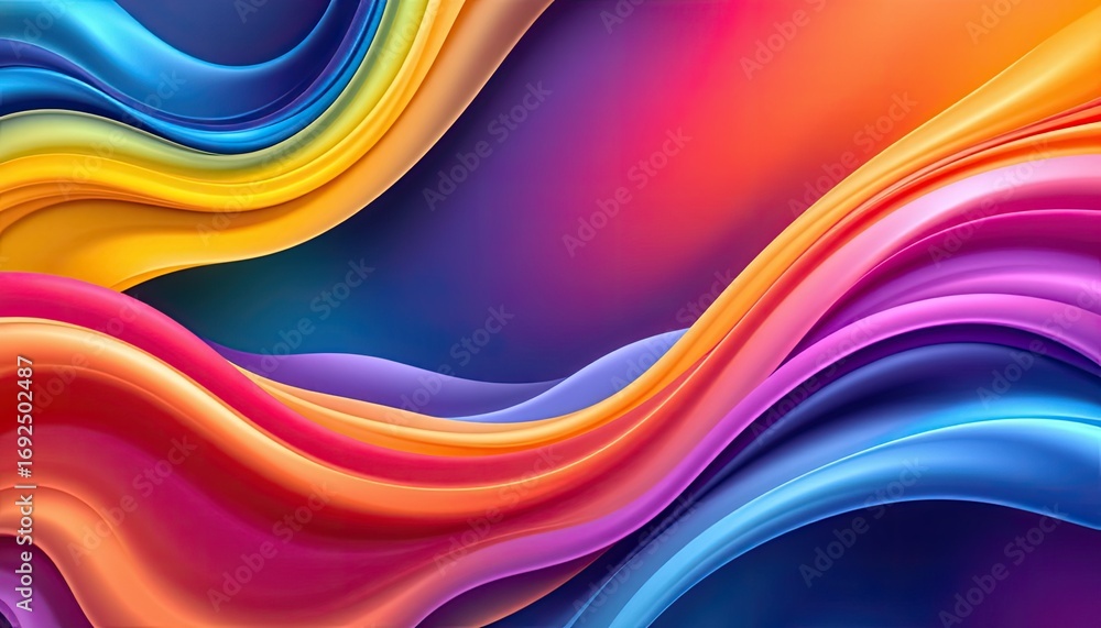 Poster vibrant abstract waves of color flowing in smooth gradients and textures for background design