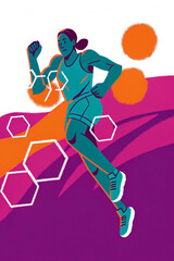 runner in sprinting motion, leaning forward, dynamic speed action, strong athlete pose
