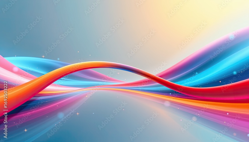 Poster colorful flowing waves with gradient hues creating vibrant abstract background for modern design pro