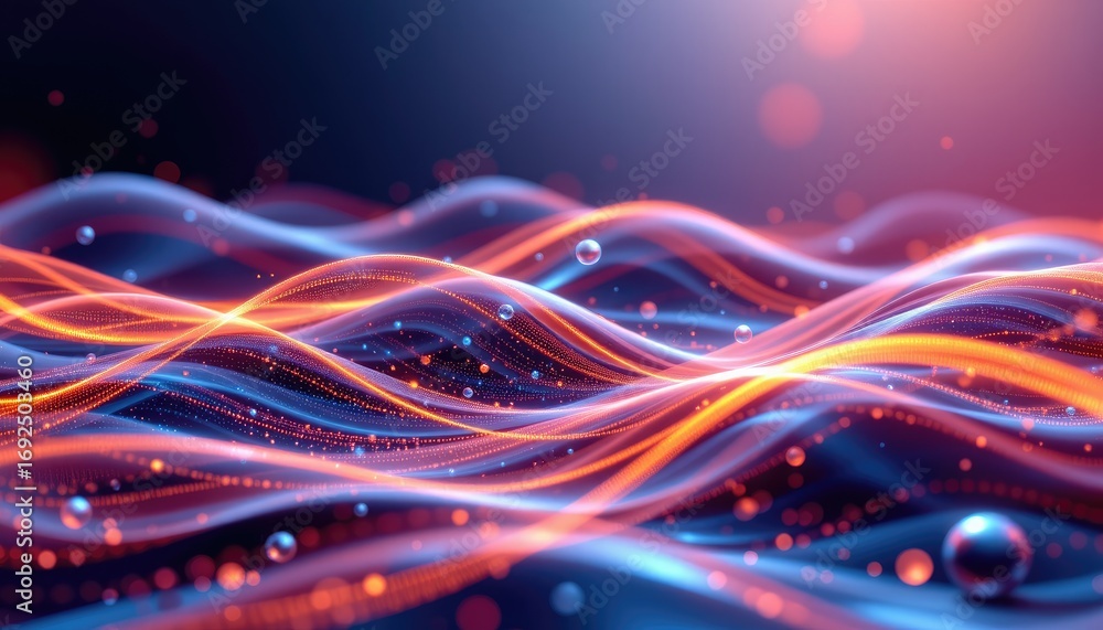 Aufkleber abstract colorful waves of light with bubbles and soft gradients for digital background or graphic d