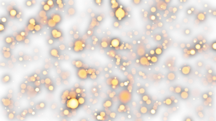 Bright golden bokeh lights with sparkle overlay on a transparent background perfect for Christmas and holiday design