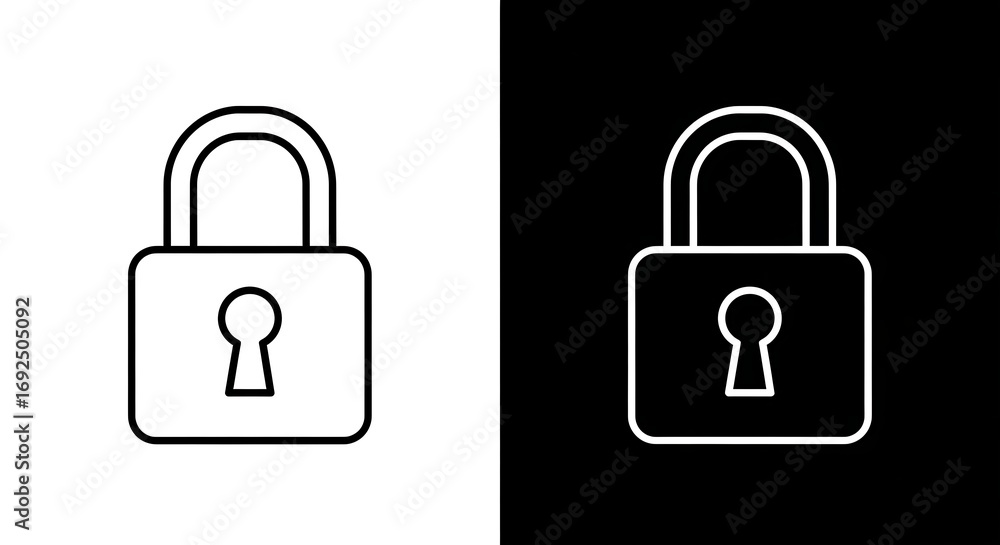 Poster secure padlock icon representing data protection, safety, and digital security on contrasting backgr