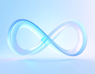 Abstract Glass Infinity Symbol Light Blue Background
