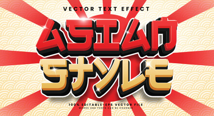Asian style editable vector text effect with red color.