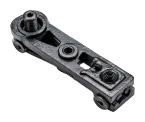 Industrial workshop focus innovative mechanical linkage components isolated on transparent background