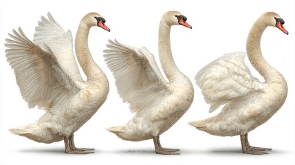 Obraz premium Elegant Swan Character with Elongated Neck in Various Poses