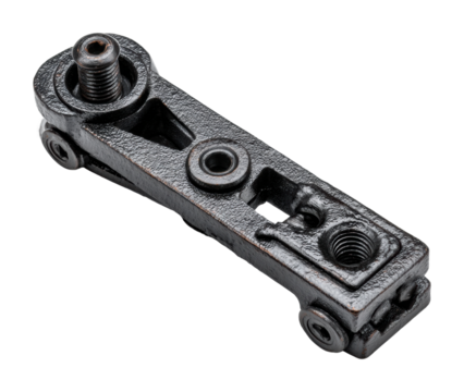 Industrial workshop focus innovative mechanical linkage components isolated on transparent background