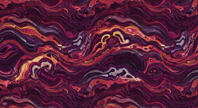Liquid Dreamscape: Abstract Swirls of Burgundy, Purple, and Gold