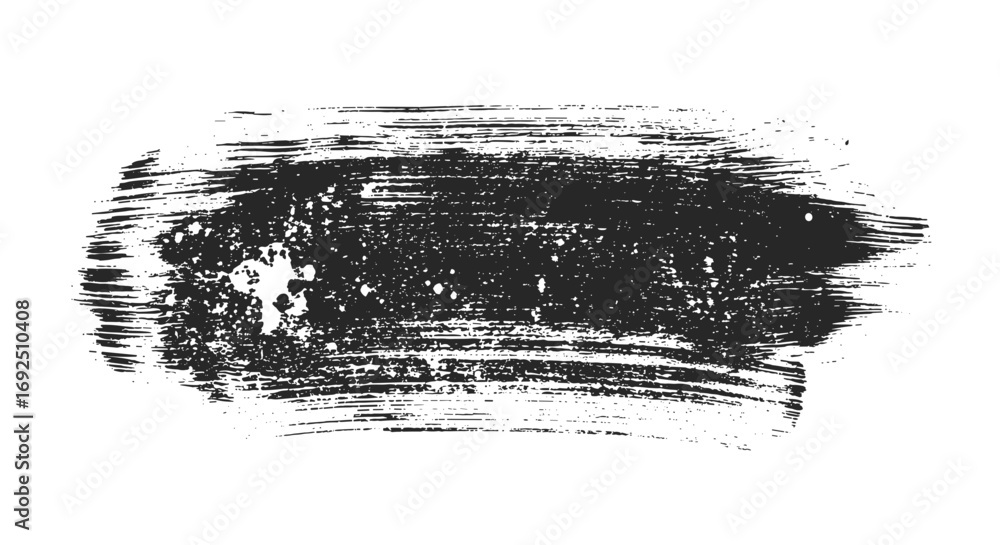 Poster abstract dark brush stroke with visible texture on a white background