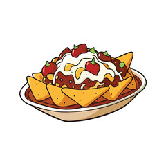 Delicious loaded nachos with beef cheese and sour cream banner advertisement design