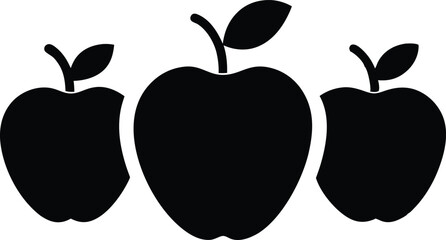Set of Apple Silhouette Vector Icons - Minimalist Flat Graphics Collection