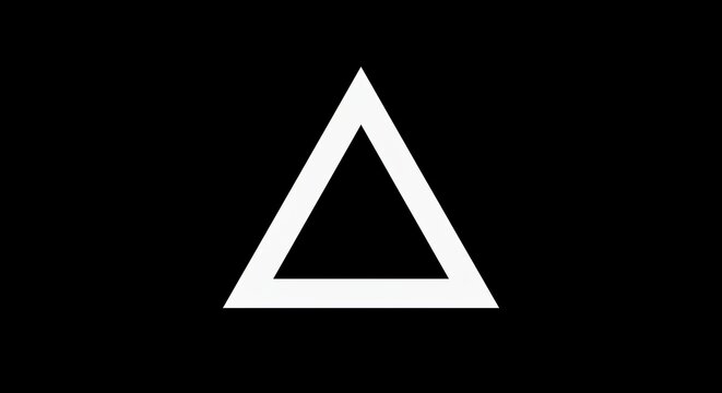 Minimalist White Triangle Outline on Black Background, Geometric Simplicity