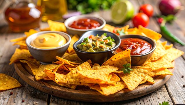 Tortilla chips with dips