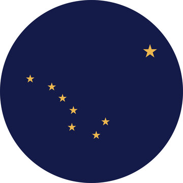 Alaska state flag icon. Alaska State circle flag button. Round flag of Alaska badge. 