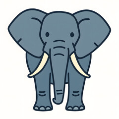 Fototapeta premium Cute cartoon elephant illustration with tusks isolated on white background