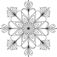 Continuous line art of rangoli floral pattern abstract minimal geometric vector illustration