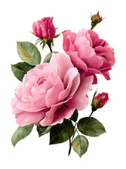 Beautiful pink roses floral arrangement nature isolated on transparent background © Karina