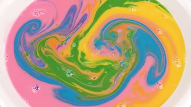 Bright multicolored marble swirl abstract artistic paint background