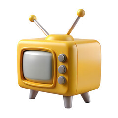 3d retro television set isolated on transparent background