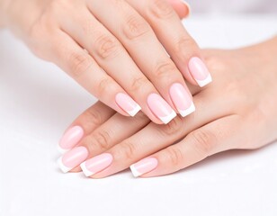 Fototapeta premium Close-up of manicured hands with french nails