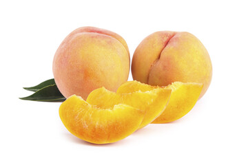 Fresh Golden Peaches Still Life - High Quality Fruit Photography with Sliced Segments