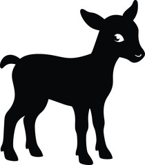 Small goat kid black silhouette vector illustration isolated on white background