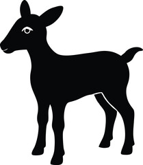 Small goat kid black silhouette vector illustration isolated on white background