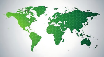 Green World Map Digital Art.