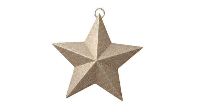 A single festive gold star for Christmas decoration.