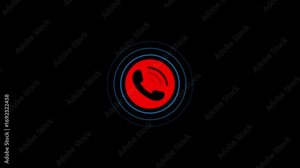 Poster incoming call icon animation on black background. incoming call ring icon motion graphics. calling i