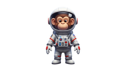 Obraz premium Adorable cartoon monkey astronaut in a full spacesuit.