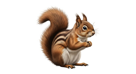 Fototapeta premium Adorable Chipmunk Sitting Fluffy Tail.