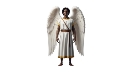 African American Angel with White Wings and Tunic.
