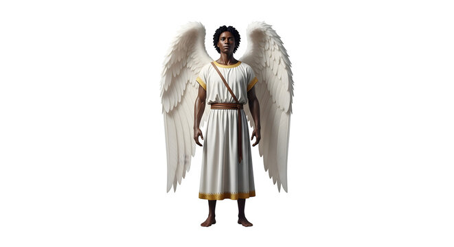 African American Angel with White Wings and Tunic.