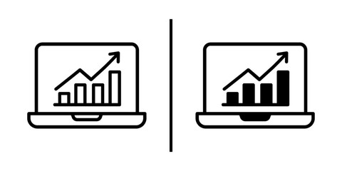 Digital Growth Chart: A minimalistic graphic showcases financial progress, depicted by a laptop displaying an upward trend. Illustrative of success, the image exudes simplicity and professionalism. 