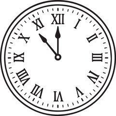 Clock Face Detail: A vintage clock face, meticulously rendered with classic Roman numerals and delicate minute markers, showcasing the precise time of day.