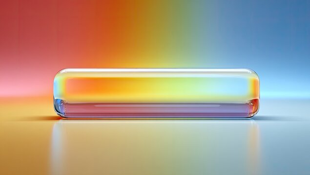 Transparent oblong object, rainbow gradient