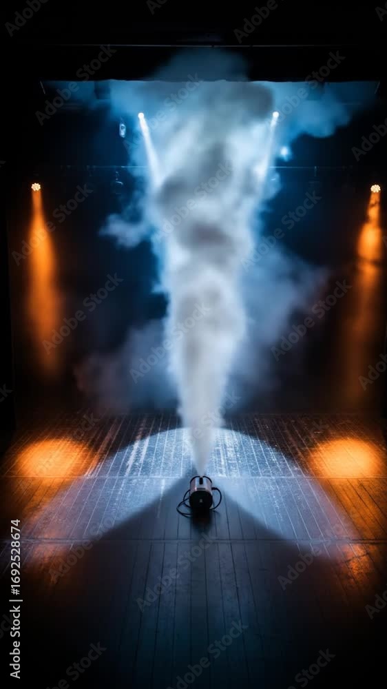 Poster dramatic stage smoke with blue and orange lighting creating a captivating visual spectacle on a dark