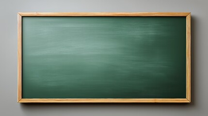 Empty Green Chalkboard with Wooden Frame for Education and Learning