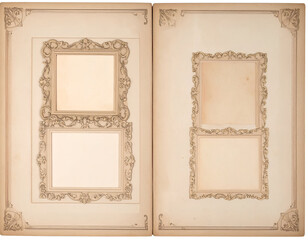 Fototapeta premium Vintage Photo Album Layout with Ornate Frames