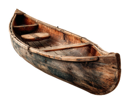 Canoe crafting event lakeside wood boat natural environment side view isolated on transparent background