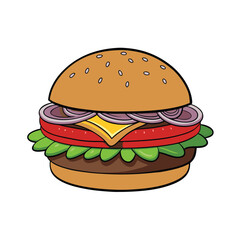 Delicious steak burger with grilled onions and savory sauce presented on a clean white background
